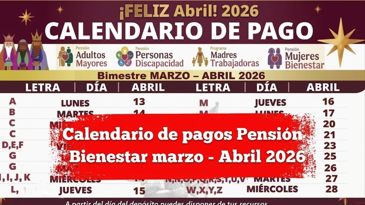 Calendario de pagos Pensión Bienestar abril 2026: fecha oficial para adultos mayores