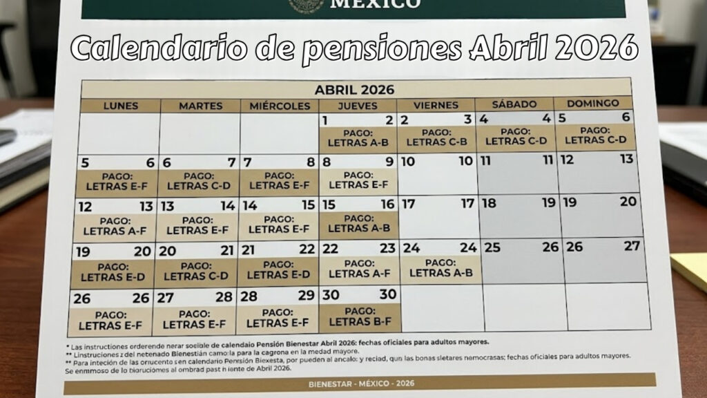 Calendario de pensiones Abril 2026: bancos confirman fechas de cobro para jubilados y pensionistas