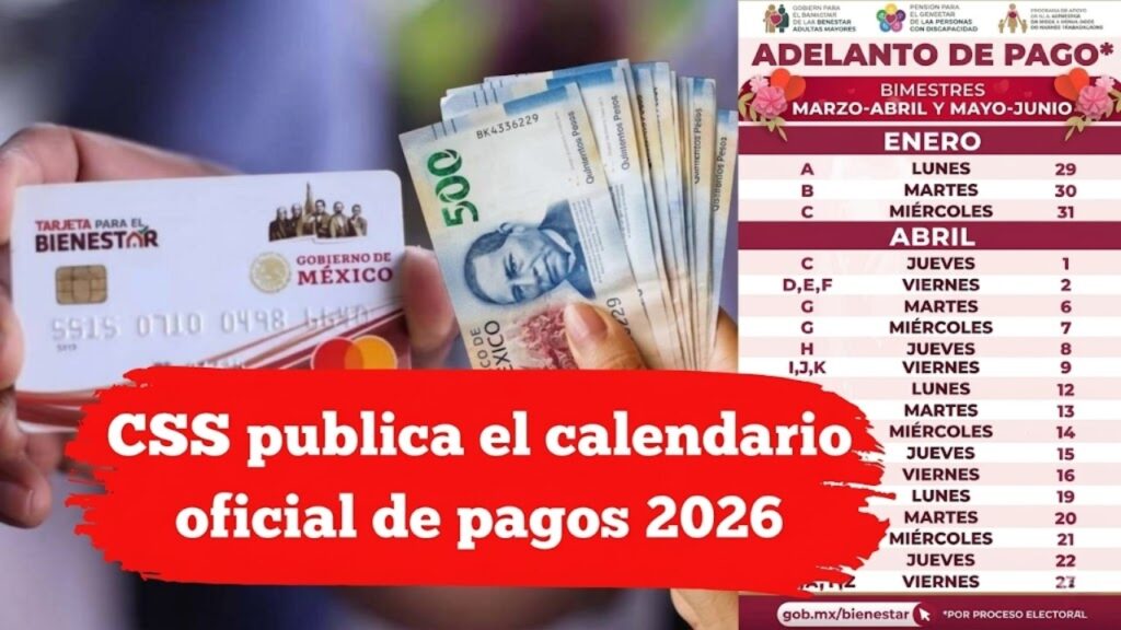CSS publica el calendario oficial de pagos 2026 para jubilados y pensionados en todo elpaís